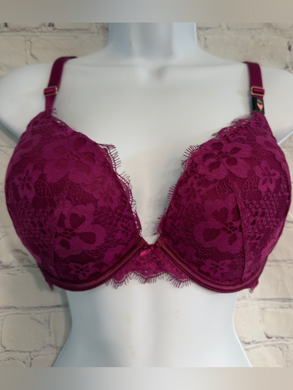 Victoria's Secret Berry Lace Plunge Push-Up Bra 38D